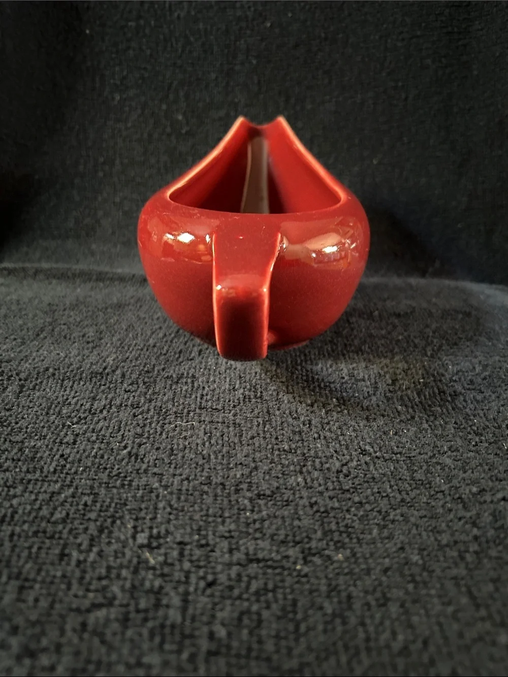 Vintage Mid Century Modern Maroon Ceramic Gravy Boat